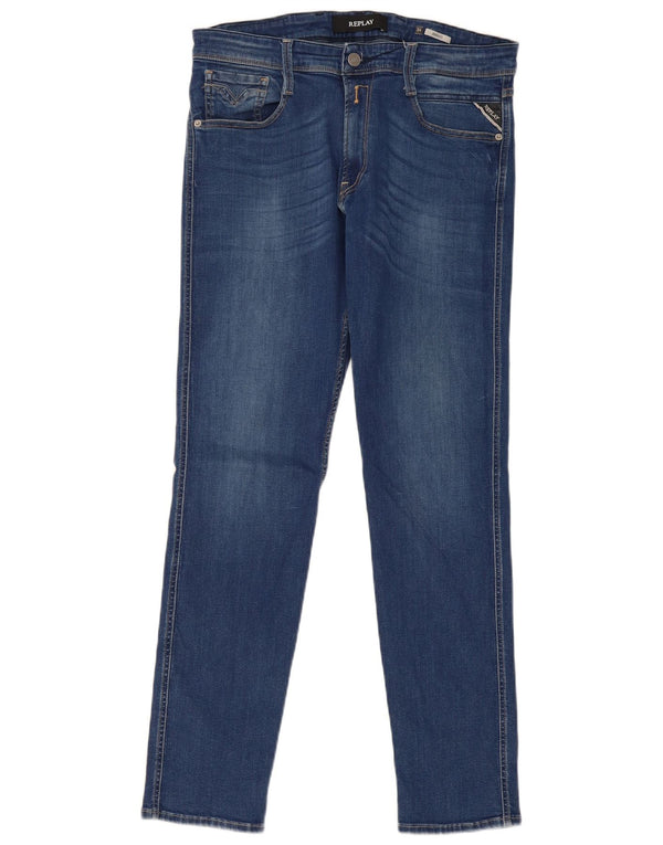 Replay Jeans Feminino Anbass Slim W34 L32 Azul Algodão