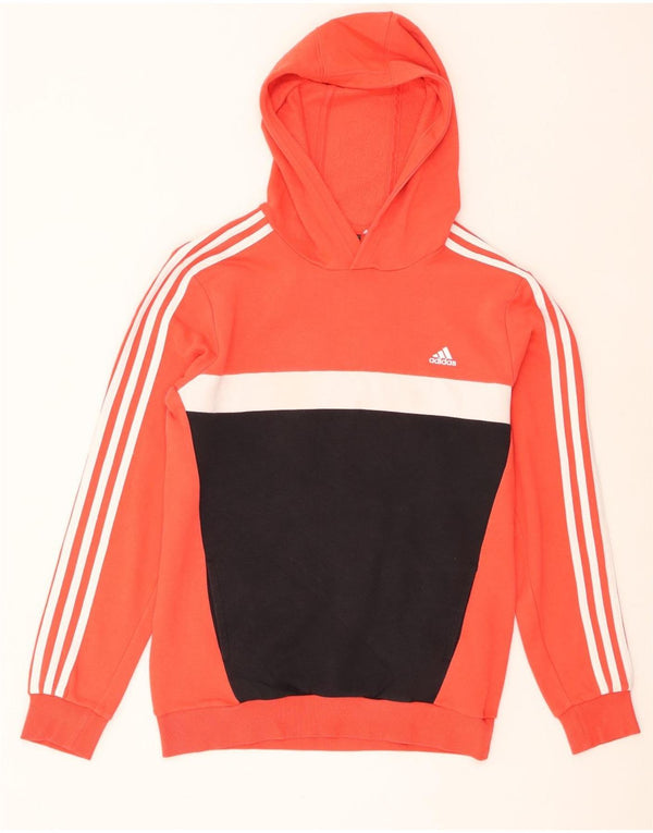 Adidas meninos moletom com capuz 15-16 anos laranja colorblock algodão