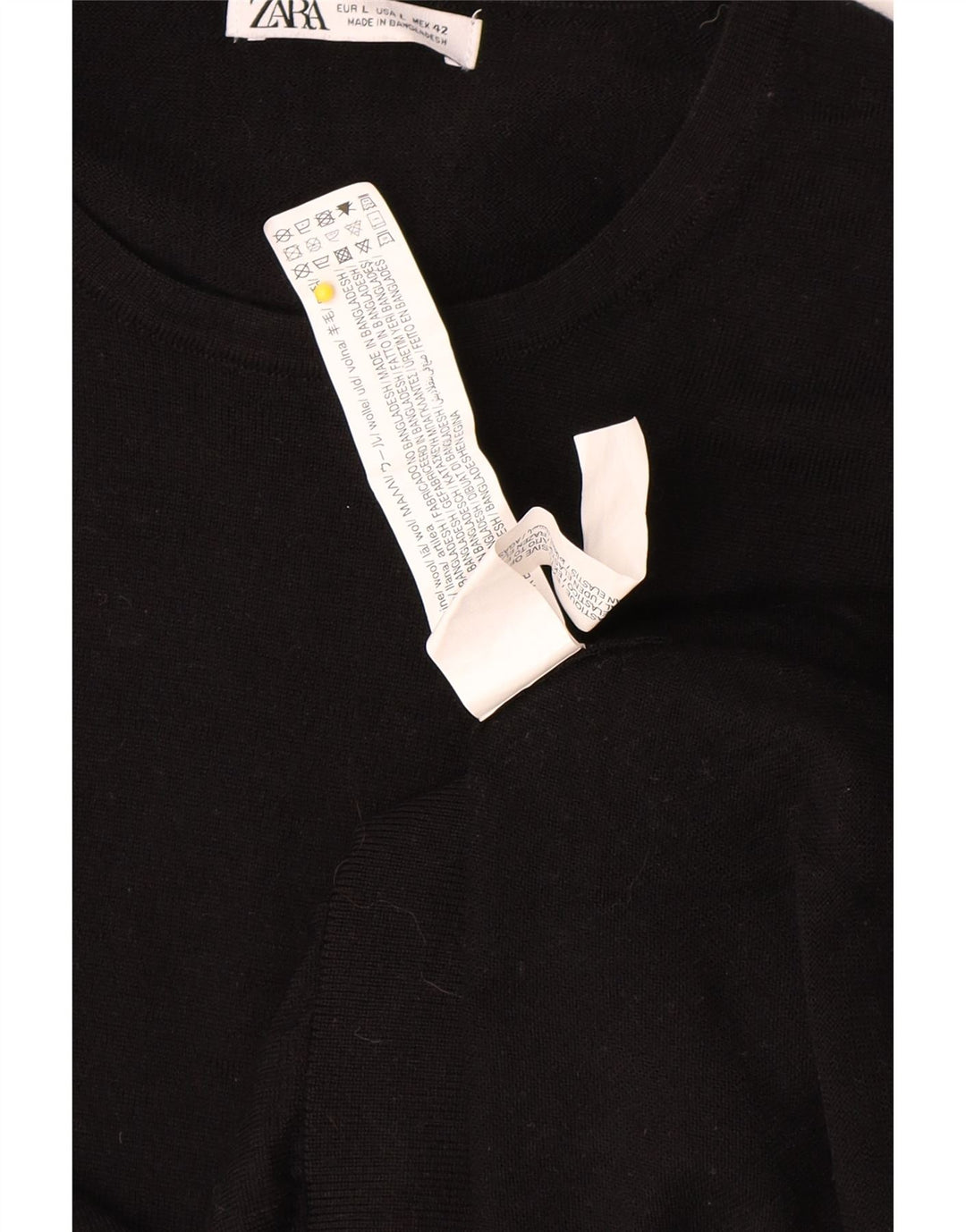 Zara Suéter masculino com gola redonda, grande lã preta