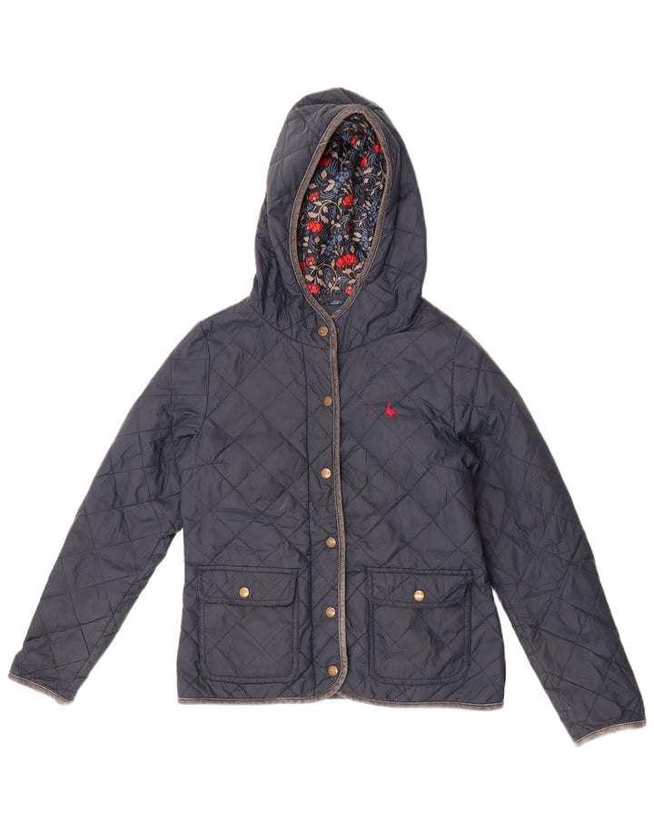 Jaqueta feminina acolchoada com capuz Jack Wills UK 8 pequena azul marinho nylon