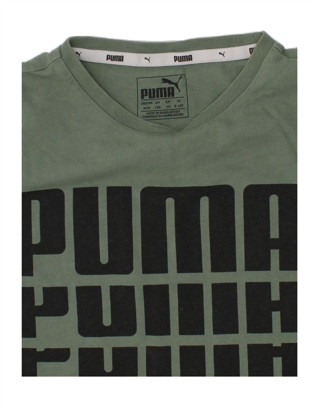 PUMA Boys Graphic T-Shirt Top 9-10 Years Green Cotton Vintage Puma and Second-Hand Puma from Messina Hembry 