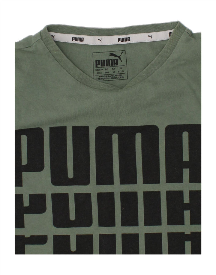 PUMA Boys Graphic T-Shirt Top 9-10 Years Green Cotton Vintage Puma and Second-Hand Puma from Messina Hembry 