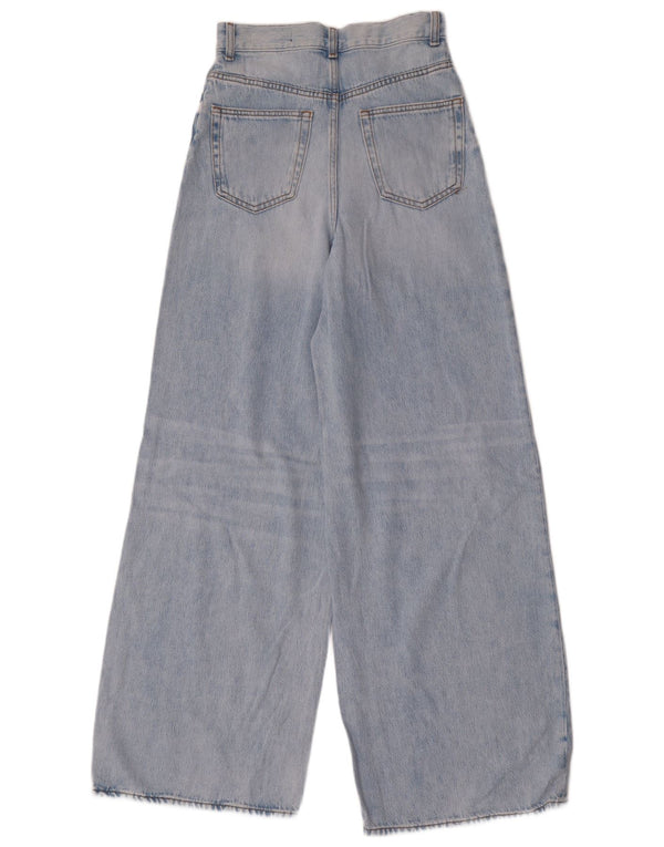 Zara Jeans feminino cintura alta com perna larga EU 34 2XS W24 L33 azul