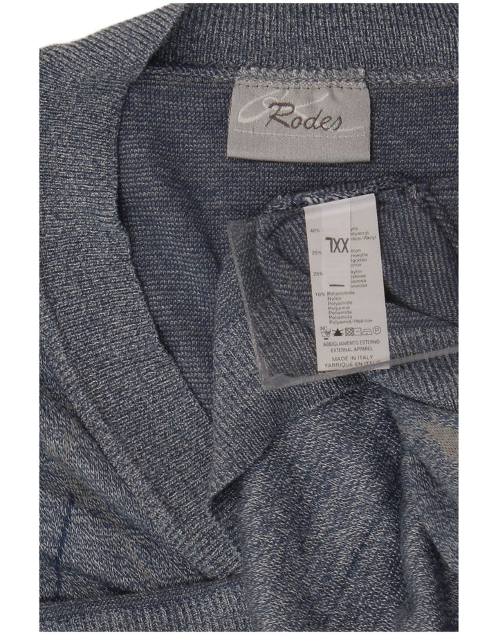 Suéter cardigã masculino Rodes 2XL azul argyle/acrílico diamante