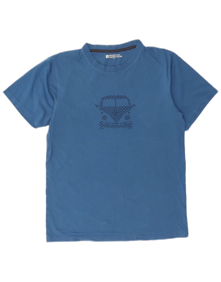 Camiseta masculina gráfica Mountain Warehouse top pequeno algodão azul