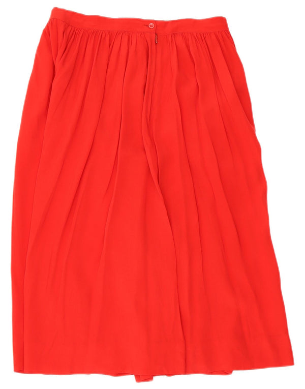 Saia larga feminina vintage IT 44 médio W28 seda vermelha