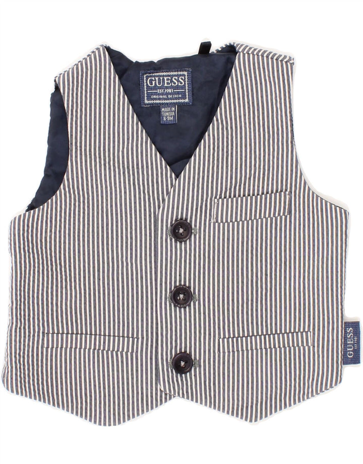 GUESS Baby Boys Gilet 6-9 Months Blue Striped Cotton Vintage Guess and Second-Hand Guess from Messina Hembry 