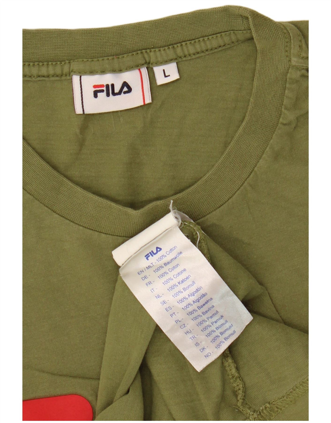 Camiseta masculina Fila com estampa gráfica grande de algodão cáqui