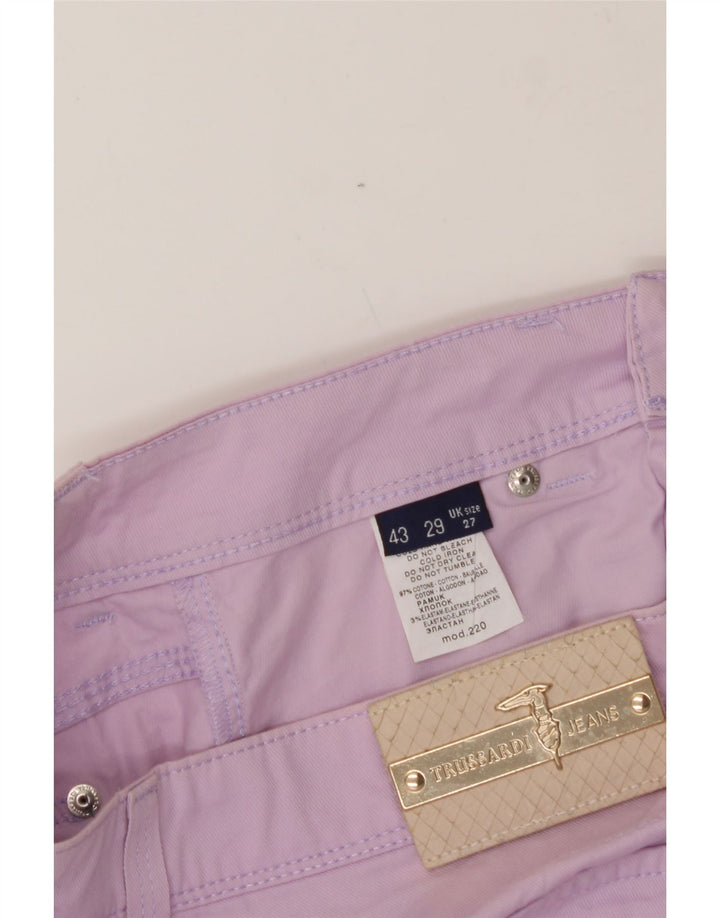 TRUSSARDI Womens Slim Casual Trousers W27 L28 Pink Cotton Vintage Trussardi and Second-Hand Trussardi from Messina Hembry 