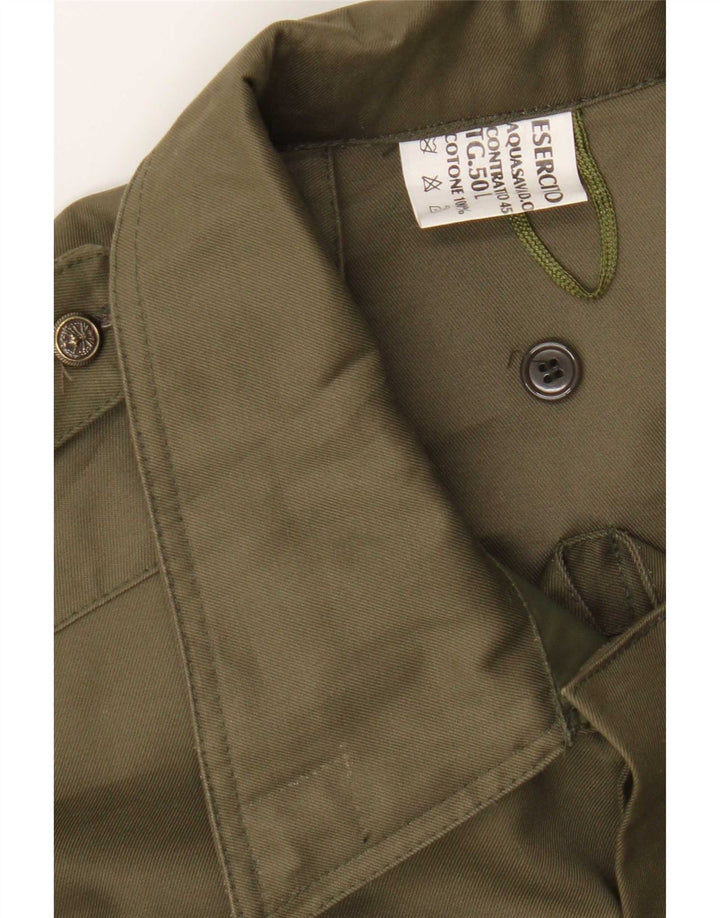 Sobretudo militar masculino vintage IT 50 algodão cáqui grande