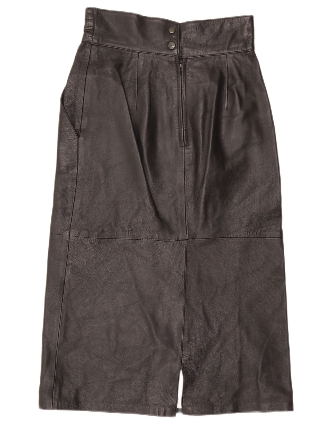 Saia de couro feminina vintage UE 36 pequena W26 couro preto