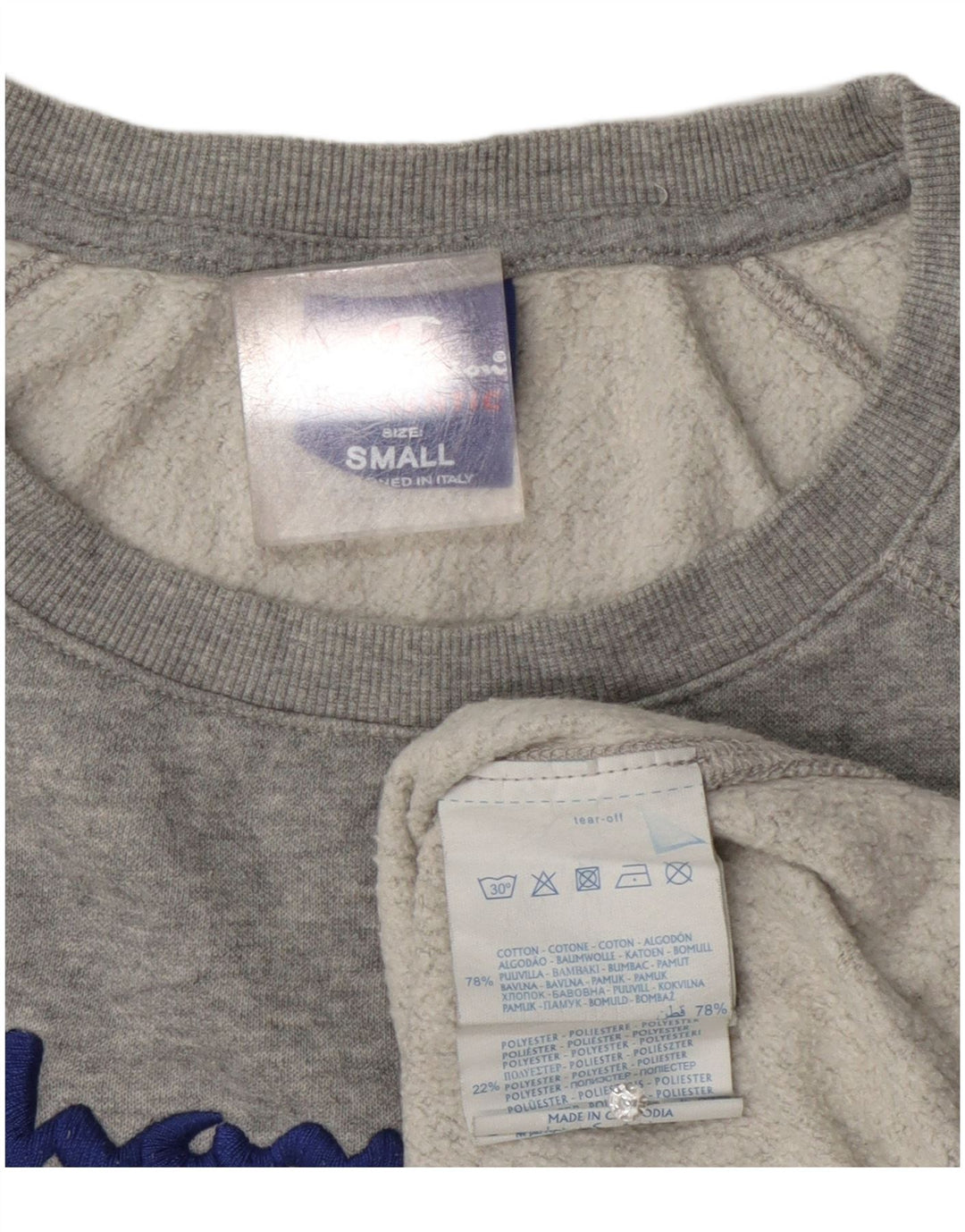 Jumper de moletom gráfico feminino Champion UK 10 pequeno algodão cinza