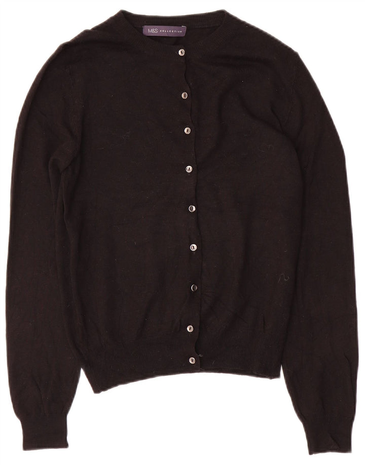 Suéter cardigã feminino Marks & Spencer UK 8 pequeno viscose preta