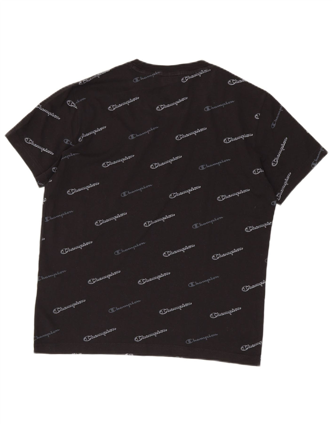 Camiseta masculina gráfica Champion pequena de algodão preto
