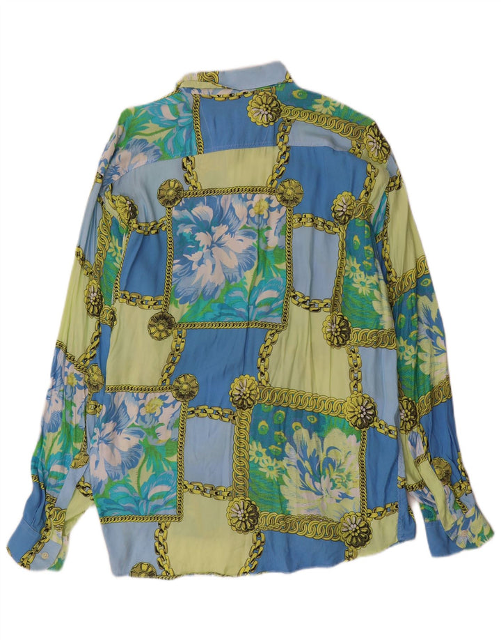 Camisa masculina vintage XL azul patchwork viscose