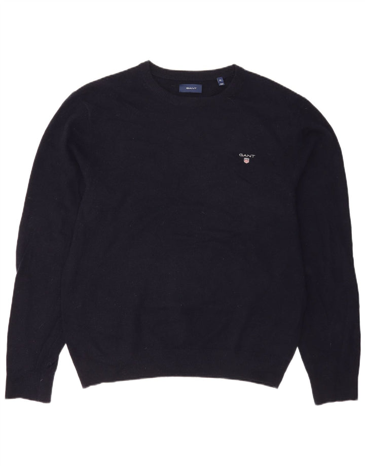 Suéter masculino Gant com gola canoa XL lã azul marinho
