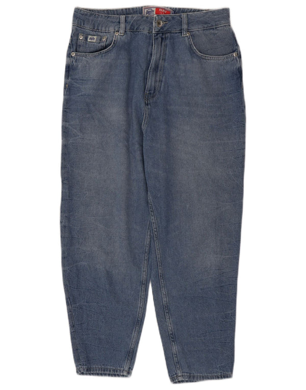 Superdry Calça Jeans Feminina Ruby Cintura Alta Corte Slim W30 L24 Azul Algodão