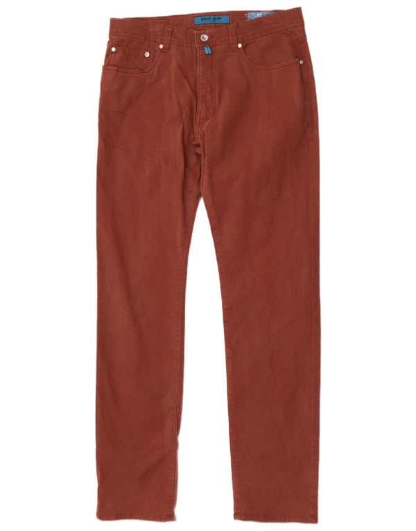 Pierre Cardin Calça masculina reta casual W34 L34 algodão marrom