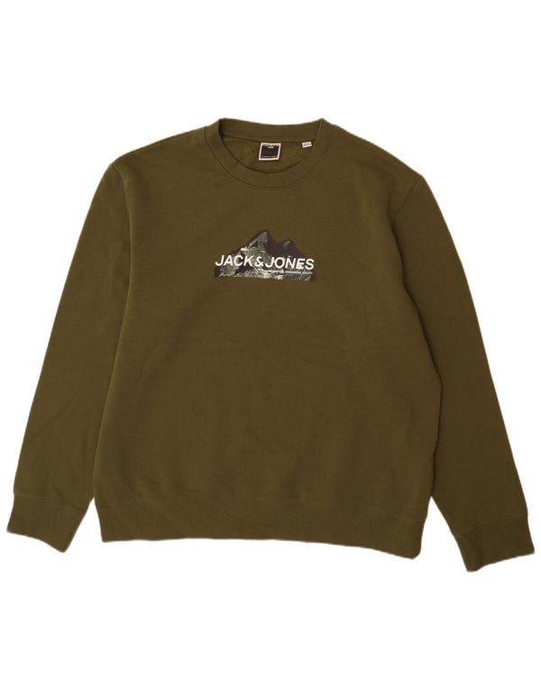 Jack & Jones moletom gráfico masculino jumper 2XL algodão cáqui