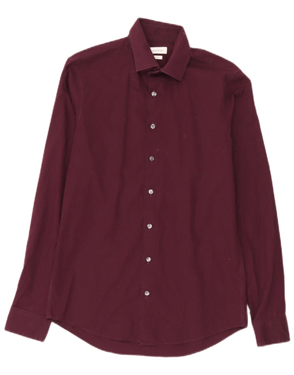 Camisa Calvin Klein Masculina Slim Fit Tamanho 38 15 Médio Algodão Borgonha
