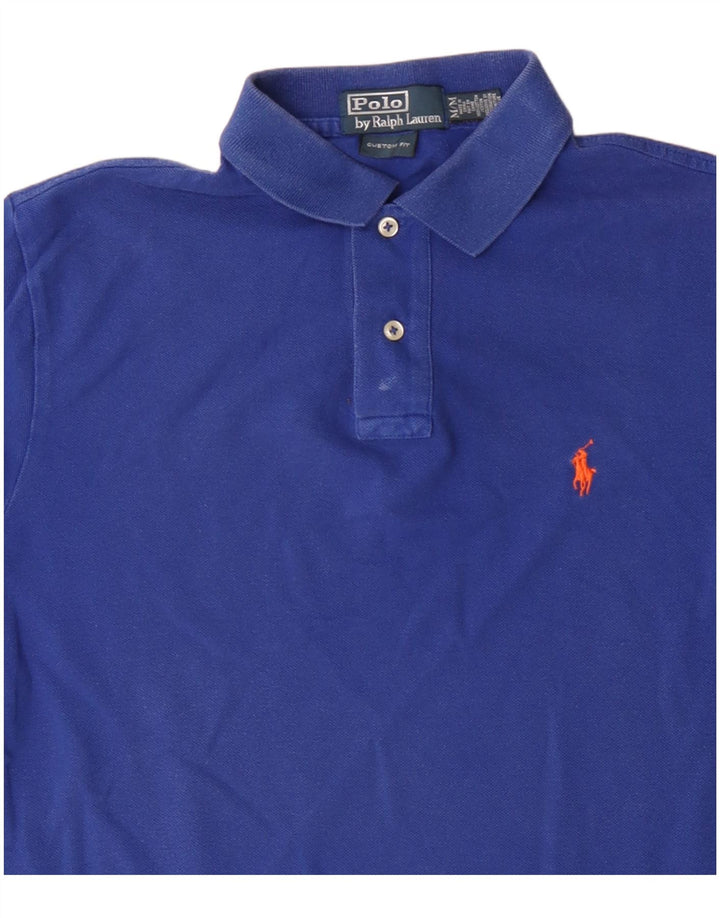 Polo Ralph Lauren Mens Custom Fit Camisa Polo Azul Médio Algodão