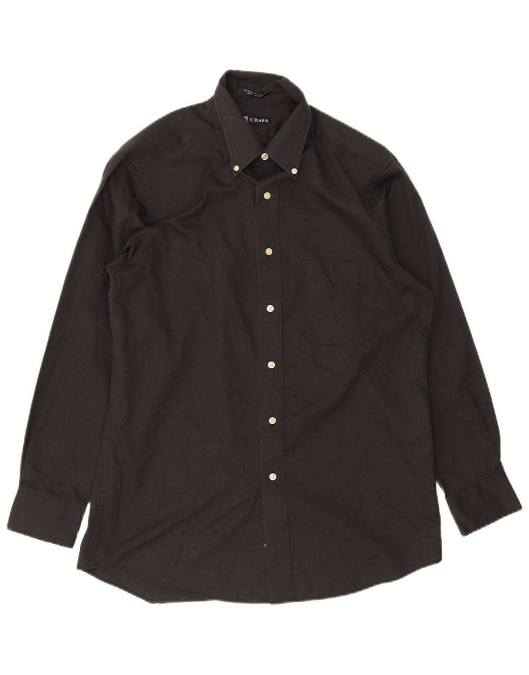 Camisa masculina Chaps tamanho 15 1/2 algodão preto médio