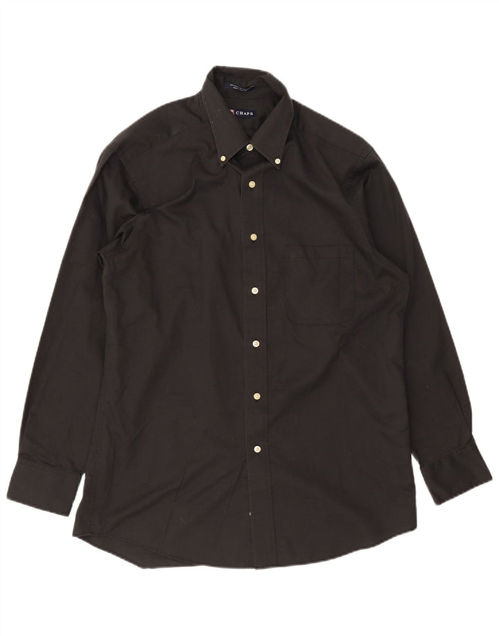 Camisa masculina Chaps tamanho 15 1/2 algodão preto médio