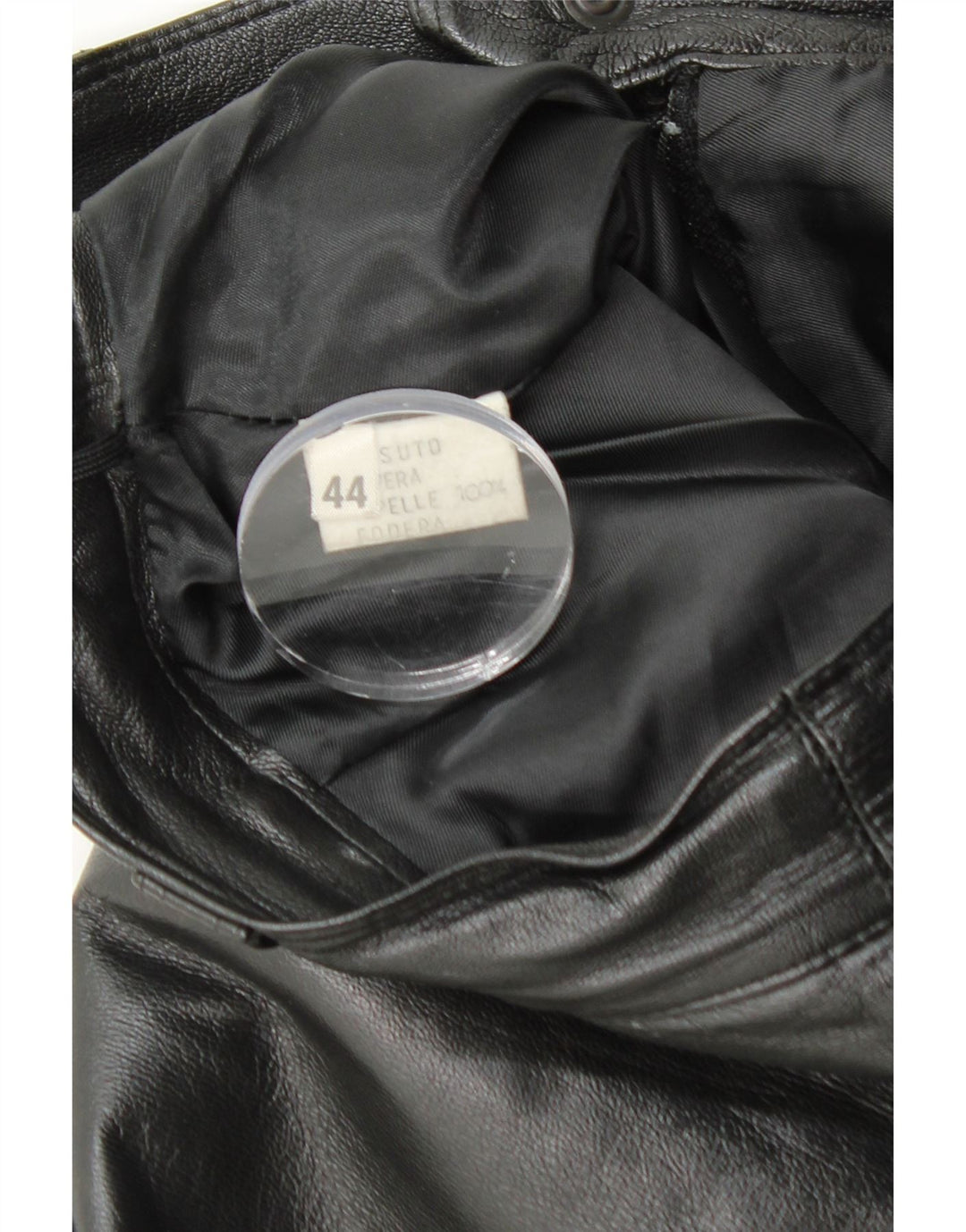 Saia feminina de couro de cintura alta VINTAGE IT 44 médio W26 couro preto