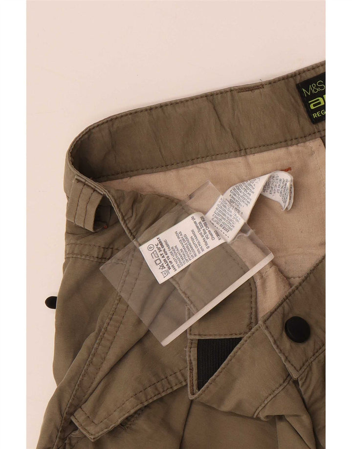 Shorts cargo masculino Marks & Spencer W34 grande algodão cáqui