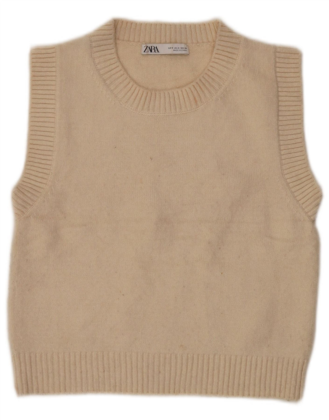 Zara Womens Crop Vest Regata Reino Unido 10 Pequeno Bege