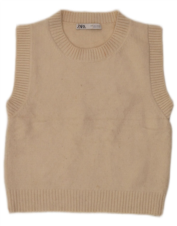 Zara Womens Crop Vest Regata Reino Unido 10 Pequeno Bege