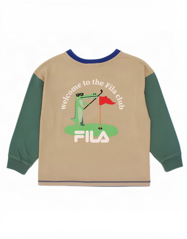 Fila Boys Graphic Top manga comprida 3-4 anos bege algodão colorblock
