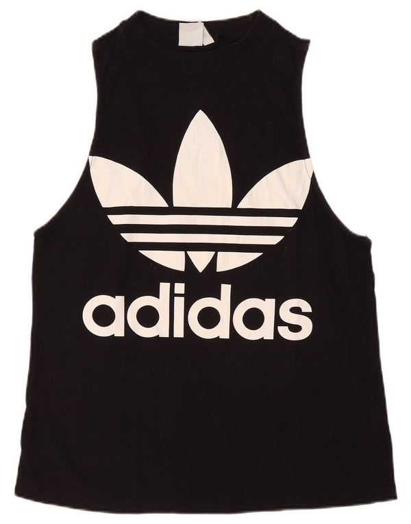 Adidas Womens Graphic Vest Top UK 12 Médio Algodão Preto