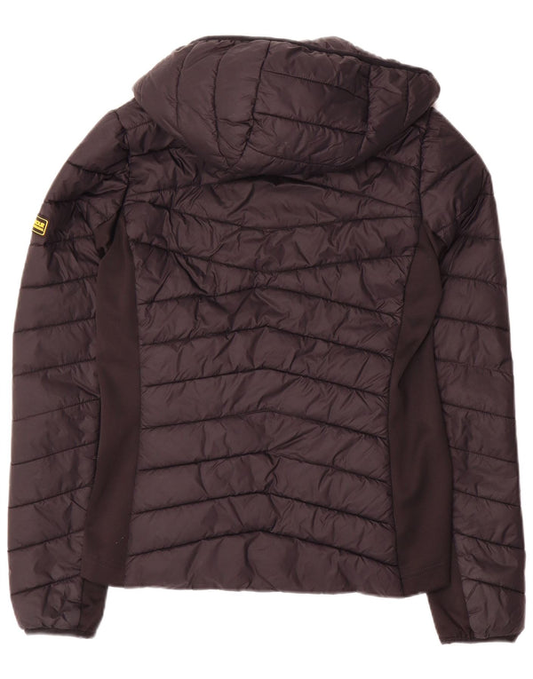 Jaqueta acolchoada com capuz feminina Barbour UK 10 pequena poliamida preta