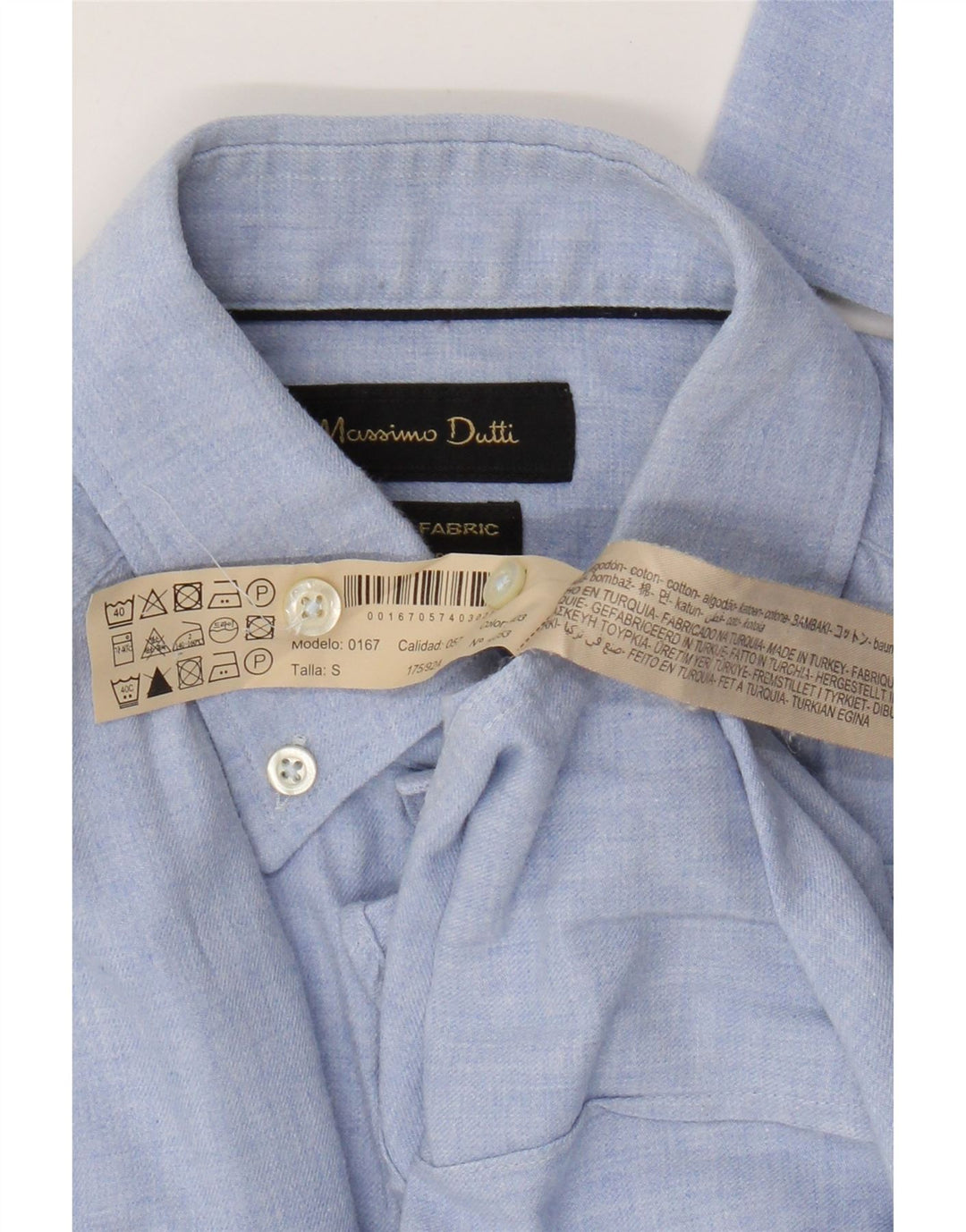 Camisa masculina Massimo Dutti pequena azul algodão