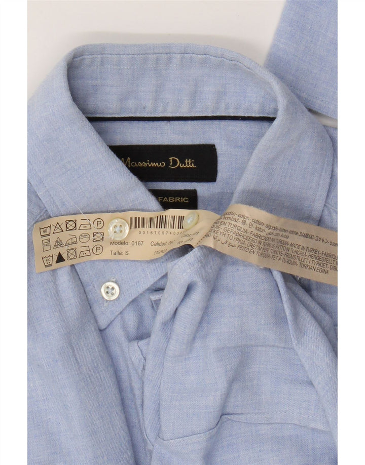 Camisa masculina Massimo Dutti pequena azul algodão