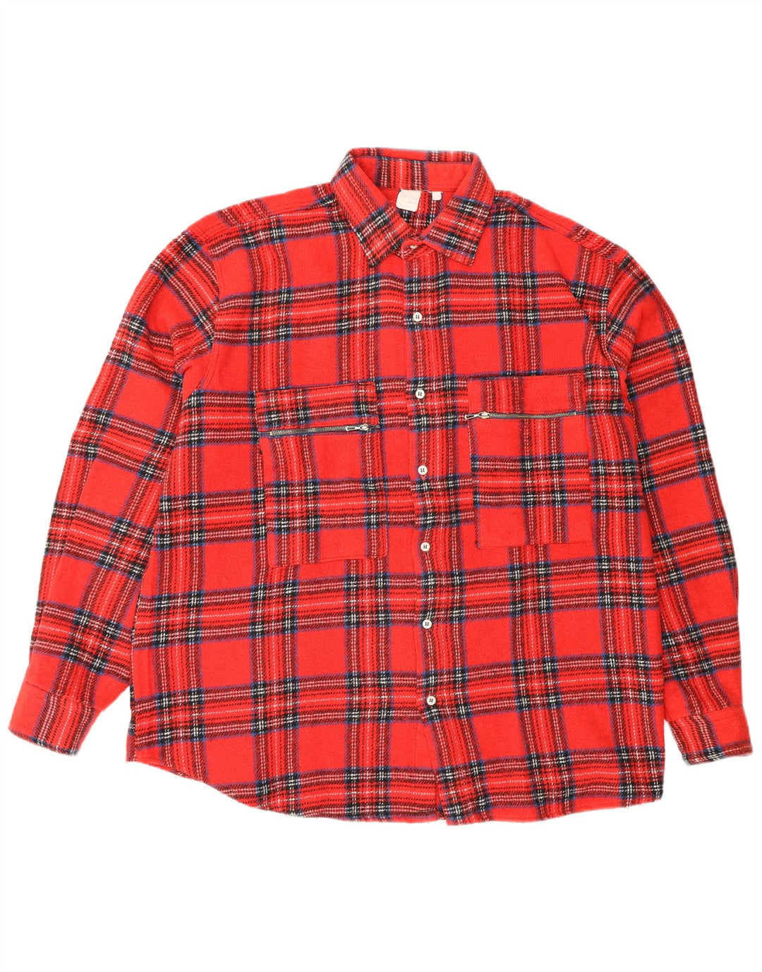 Camisa masculina vintage de flanela grande xadrez vermelho