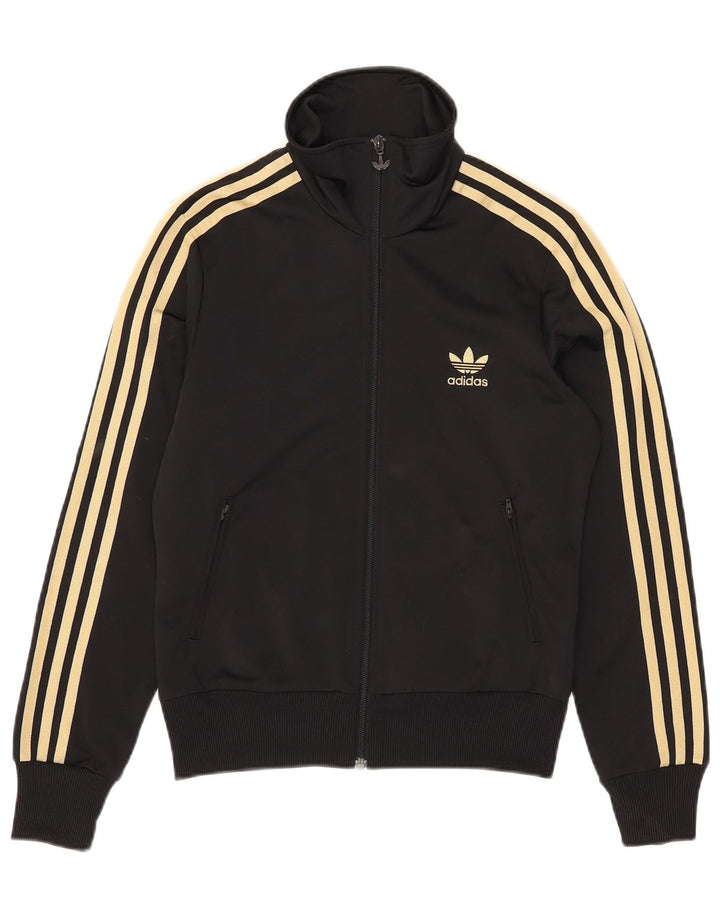 Adidas Womens Graphic Tracksuit Top Jacket UK 14 Médio Preto Poliéster