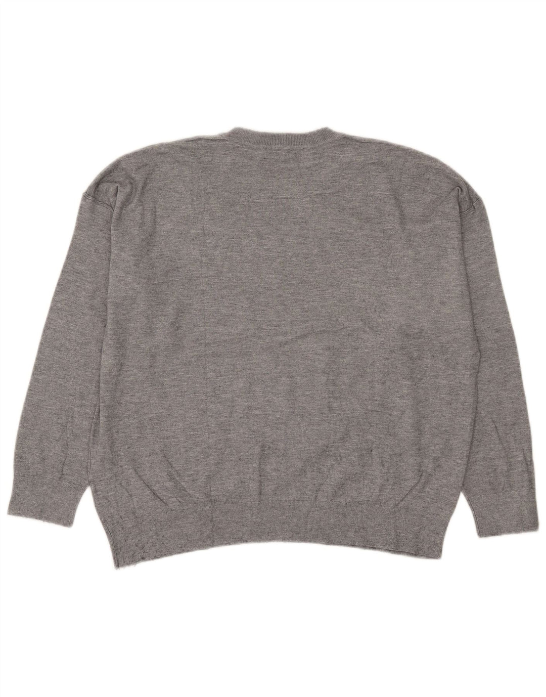 Zara Suéter feminino oversized com gola redonda Reino Unido 16 grande cinza manchado