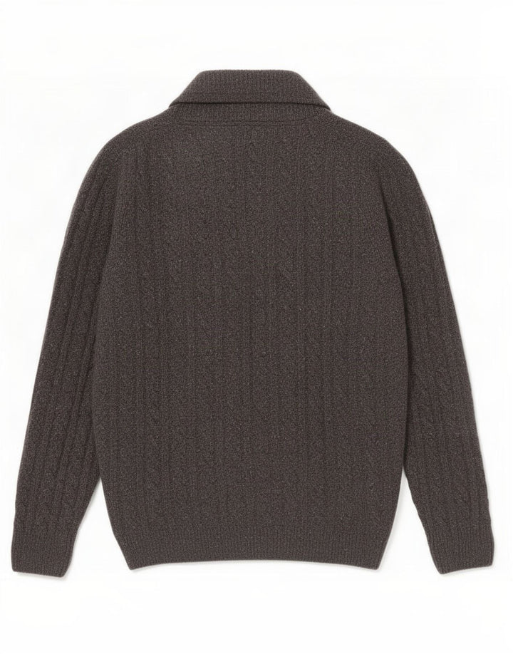 Suéter cardigã masculino Massimo Dutti grande lã cinza