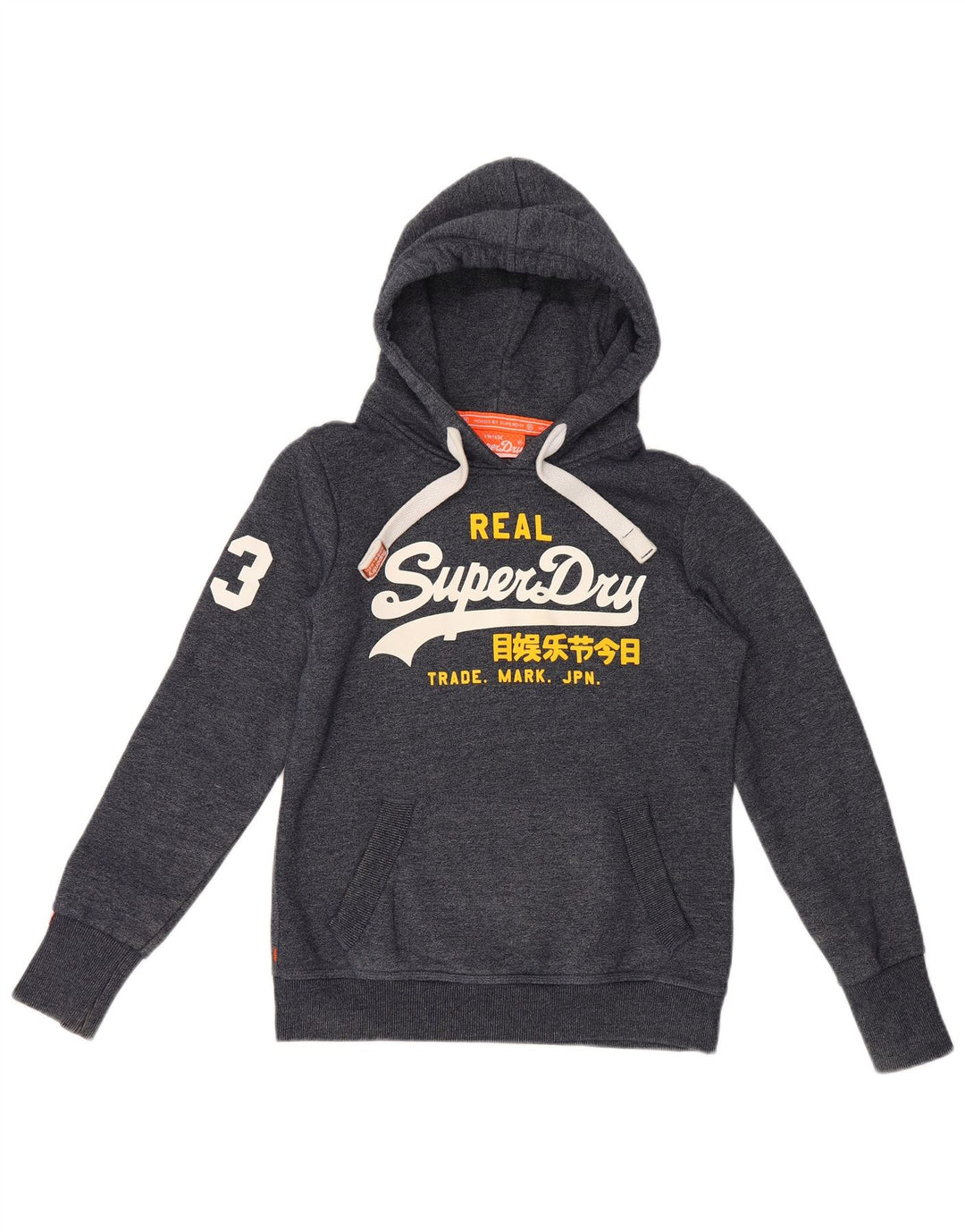 Suéter Superdry masculino com capuz gráfico médio azul marinho algodão