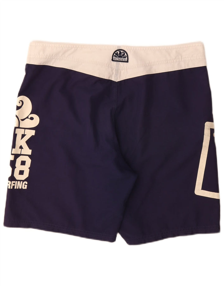 Shorts de natação masculino Sundek gráfico grande bloco colorido azul marinho