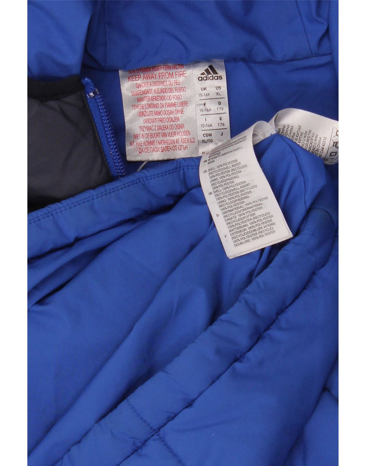 Jaqueta acolchoada com capuz Adidas Menino 15-16 anos Azul Colorblock Poliéster