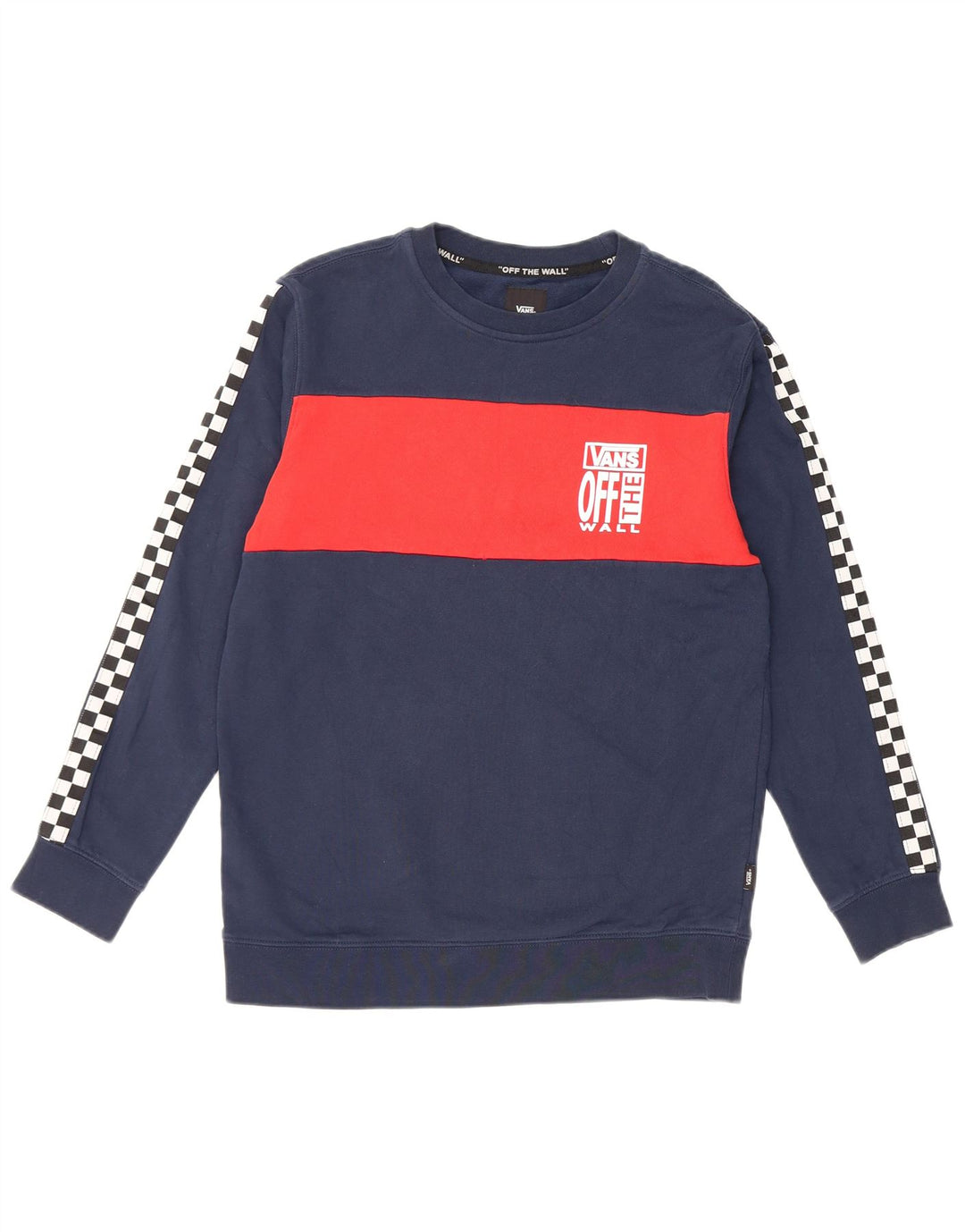 Vans feminino gráfico moletom jumper UK 14 grande bloco colorido azul marinho