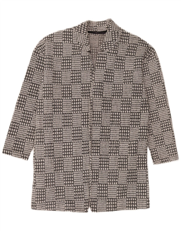 Sobretudo aberto feminino Marks & Spencer Reino Unido 14 grande preto houndstooth