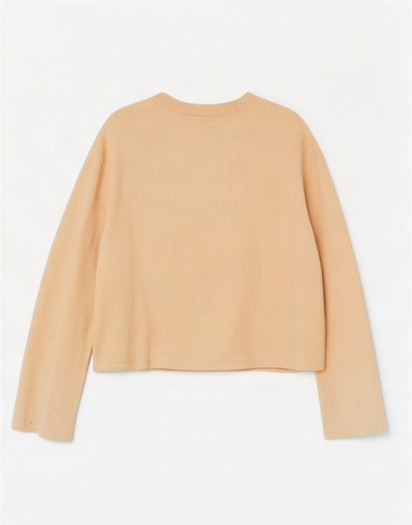 Top feminino Zara manga comprida UK 10 pequeno amarelo