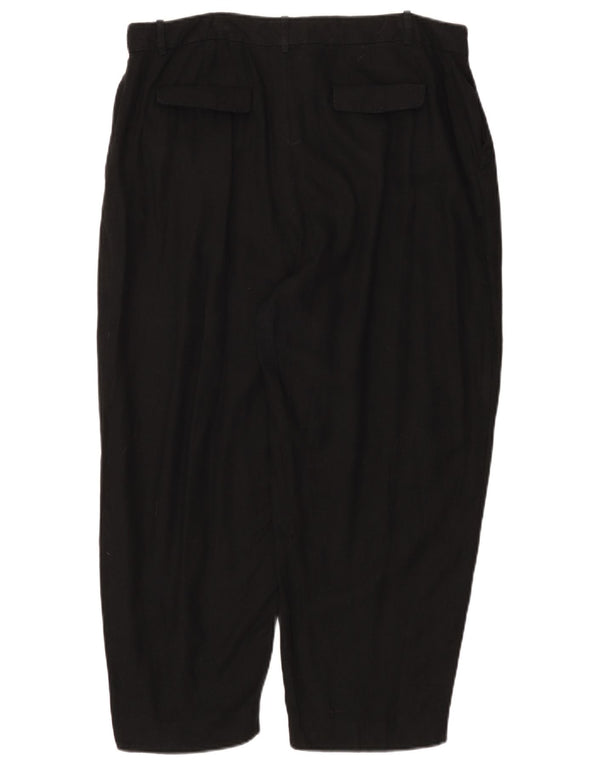 Zara Calça feminina casual de cintura alta solta XL W32 L34 linho preto