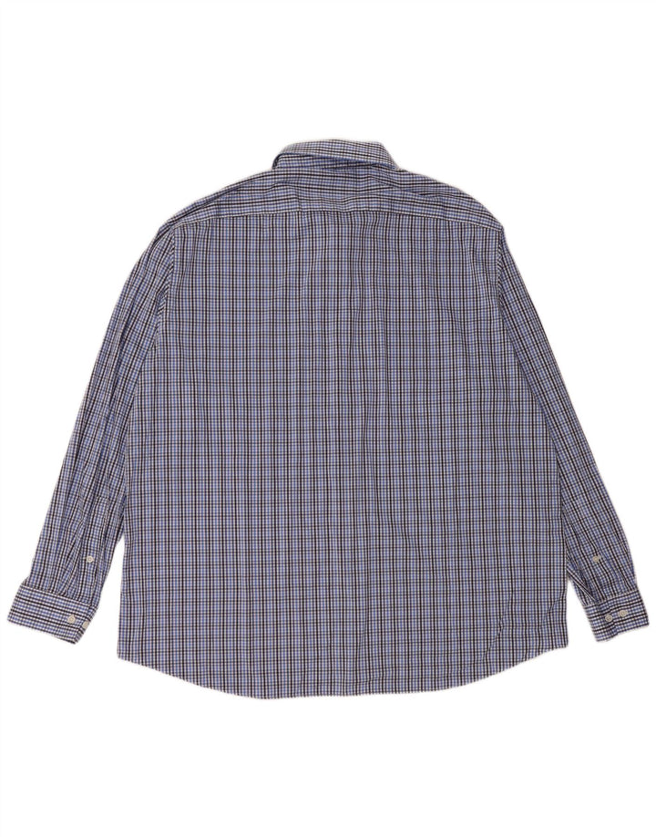 Camisa masculina MICHAEL KORS Slim Fit tamanho 18 1/2 2XL algodão xadrez azul