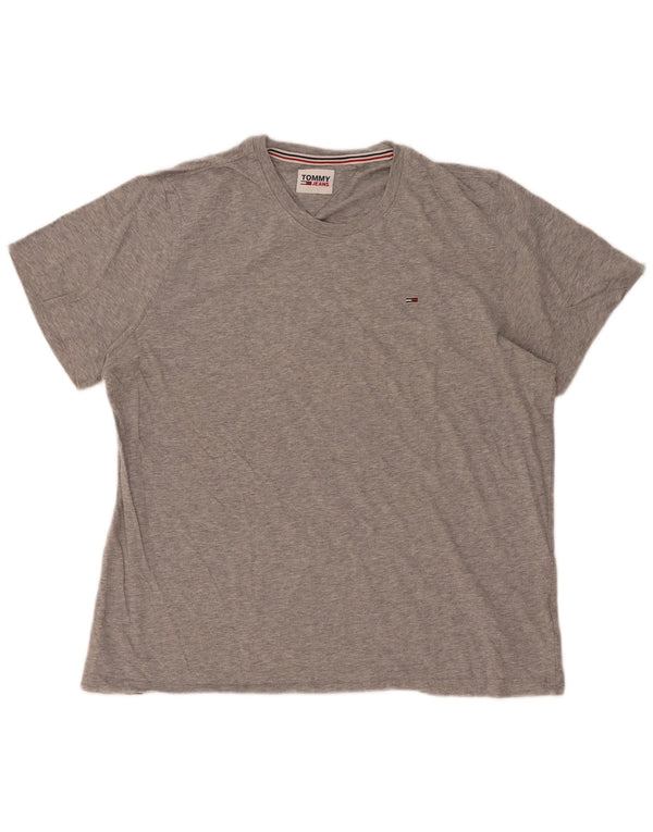 Tommy Hilfiger Camiseta masculina grande algodão manchado cinza