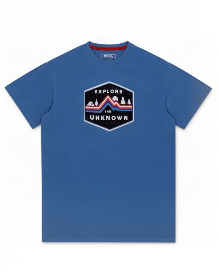 Camiseta gráfica masculina Mountain Warehouse algodão azul médio